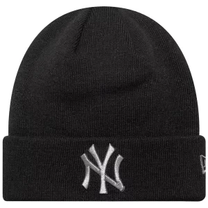 Zdjęcie produktu New Era Metallic Beanie New York Yankees Hat 60691271, Unisex, Czarne, czapki, akryl, rozmiar: One size
