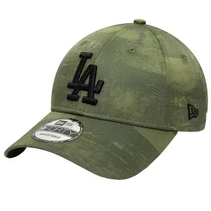 New Era MLB 9FORTY Los Angeles Dodgers Print Cap 60298662, Męskie, Zielone, czapki z daszkiem, poliester, rozmiar: OSFM