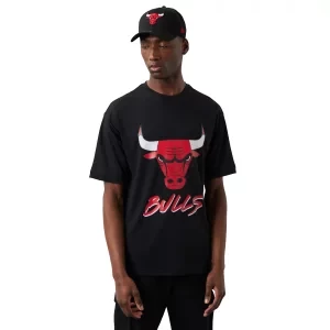 New Era NBA Chicago Bulls Script Mesh Tee 60284738, Męskie, Czarne, t-shirty, poliester, rozmiar: L