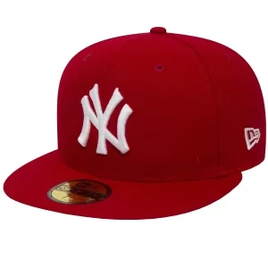 New Era New York Yankees MLB Basic Cap 10011573, Męskie, Czerwone, czapki z daszkiem, poliester, rozmiar: 7 1/4