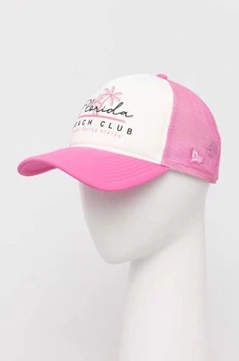 New Era czapka z daszkiem kolor różowy z nadrukiem