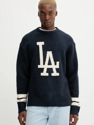 New Era sweter z domieszką wełny kolor granatowy 60684329