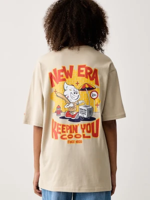 New Era T-shirt bawełniany beżowy