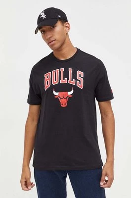New Era t-shirt bawełniany kolor czarny z nadrukiem CHICAGO BULLS