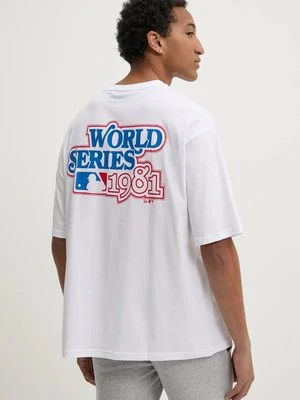 New Era t-shirt bawełniany LOS ANGELES DODGERS męski kolor biały z nadrukiem 60564775