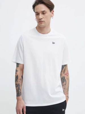 New Era t-shirt bawełniany męski kolor biały z aplikacją