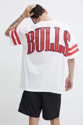 New Era t-shirt bawełniany męski kolor biały z nadrukiem CHICAGO BULLS
