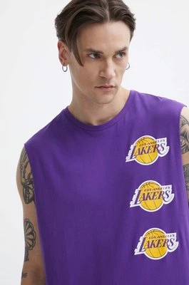 New Era t-shirt bawełniany męski kolor fioletowy LOS ANGELES LAKERS