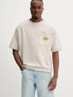 New Era t-shirt beżowy