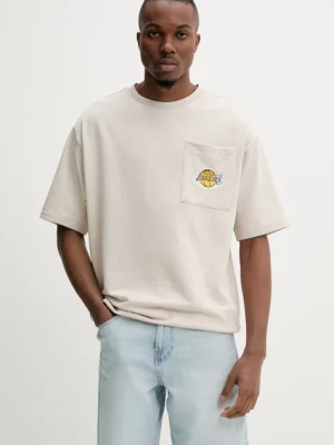 New Era t-shirt męski kolor beżowy gładki 60596444
