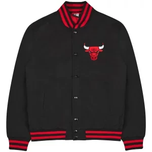 New Era Team Logo Bomber Chicago Bulls Jacket 60284773, Męskie, Czarne, kurtki, poliester, rozmiar: L