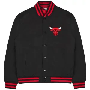 New Era Team Logo Bomber Chicago Bulls Jacket 60284773, Męskie, Czarne, kurtki, poliester, rozmiar: M