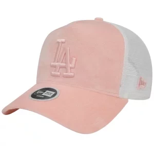 New Era Wmns LA Dodgers Velour Trucker Cap 60435011, Damskie, Różowe, czapki z daszkiem, poliester, rozmiar: OSFM