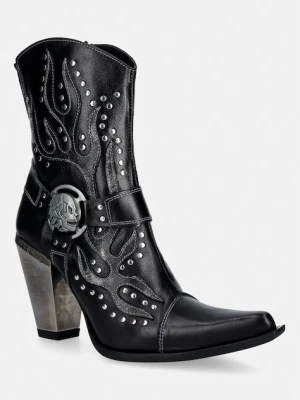 New Rock botki damskie skórzane NOMADA NEGRO LUX, BOX PLANE, BULL ACERO