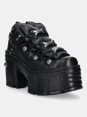 New Rock botki skórzane CRUST NEGRO damskie kolor czarny na słupku M-TM106-C2