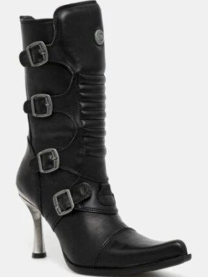 New Rock botki skórzane Crust Negro, Malicia Negro Tacon Caribe Acero damskie kolor czarny na szpilce M-9373N-C1