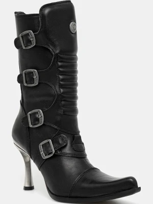New Rock botki skórzane Crust Negro, Malicia Negro Tacon Caribe Acero damskie kolor czarny na szpilce M-9373N-C1