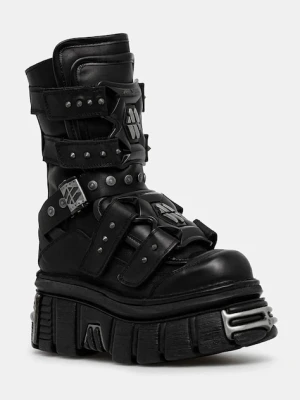 New Rock botki skórzane CRUST NEGRO, TOWER NEGRO E14 ACERO