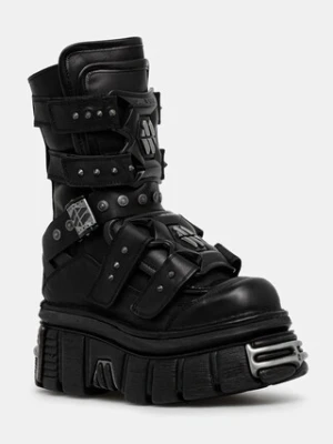 New Rock botki skórzane CRUST NEGRO, TOWER NEGRO E14 ACERO