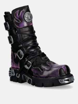 New Rock botki skórzane ITALI NEGRO, PULIK FUEGO LILA, REACTOR NEGRO