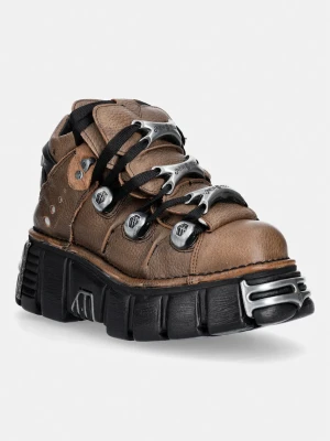 New Rock BUFALO CUERO CERA NEGRA + IMPERFECT TOWER NEGRO TORNILLOS buty damskie skórzane
