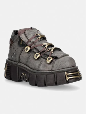 New Rock BUFALO NEGRO CERA HUESO + IMPERFECT TOWER MARRON TORNILLOS workery na platformie damskie skórzane