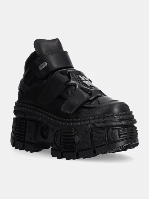 New Rock buty skórzane Crust Negro Negro + Tank Casco Negro czarny