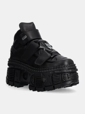 New Rock buty skórzane Crust Negro Negro + Tank Casco Negro damskie kolor czarny na platformie M-WALL285-S2