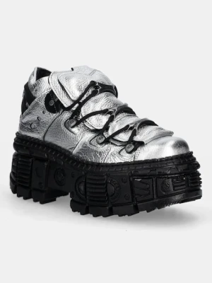 New Rock buty skórzane Floater Plata, Tank Casco Negro Sin damskie kolor srebrny M-106WALL-C16