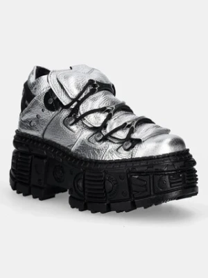 New Rock buty skórzane Floater Plata, Tank Casco Negro Sin damskie kolor srebrny M-106WALL-C16