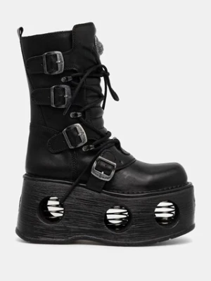 New Rock buty skórzane ITALI Y NOMADA NEGRO + SPACE MUELLES damskie kolor czarny na platformie M-373-S2