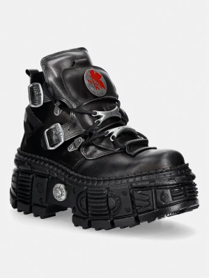 New Rock CRUST NEGRO + ANTIK ACERO + IMPERFECT TANK NEGRO TORNILLOS workery na platformie damskie skórzane