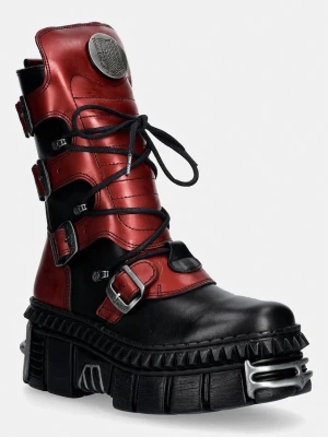 New Rock CRUST NEGRO + NOMADA ROJO + IMPERFECT TOWER NEGRO TORNILLOS workery damskie skórzane