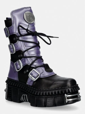 New Rock CRUST NEGRO + NOMADLA LILA + IMPERFECT TOWER NEGRO TORNILLOS workery damskie skórzane