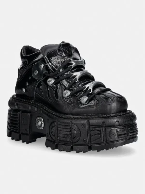 New Rock ITALI NEGRO, CHAROL, TANK NEGRO sneakersy damskie skórzane