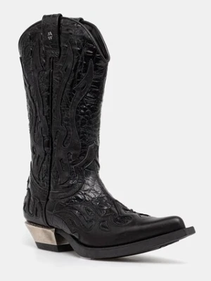 New Rock kowbojki skórzane Nomada Y Firence Negro, West Negro-Acero T.Acero damskie kolor czarny na słupku M-7921-S1