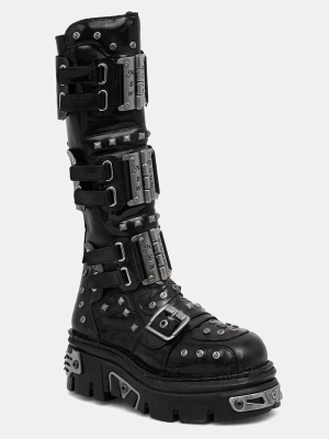 New Rock kozaki damskie skórzane NEGRO CHAROL NEGRO REACTOR E14 czarny