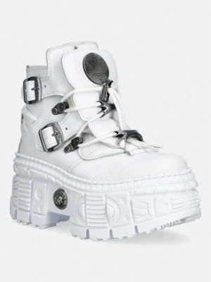 New Rock NAPA BLANCA + IMPERFECT TANK BLANCO TORNILLOS workery na platformie damskie skórzane