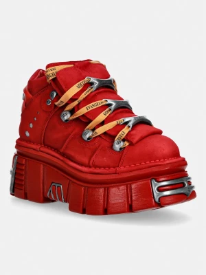 New Rock NOBUCK ROJO + IMPERFECT TOWER ROJO TORNILLOS buty damskie nubukowe