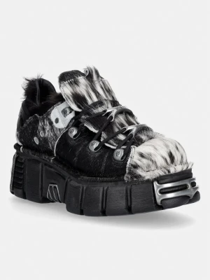 New Rock PELO NATURAL NEGRO-BLANCO + IMPERFECT TOWER NEGRO TORNILLOS buty damskie skórzane