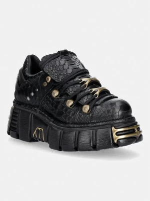 New Rock PITON NEGRO + IMPERFECT TOWER NEGRO TORNILLOS workery na platformie damskie skórzane