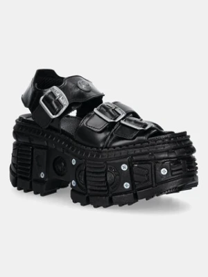 New Rock sandały skórzane ANTIK damskie kolor czarny na platformie M-BIOS101-C23