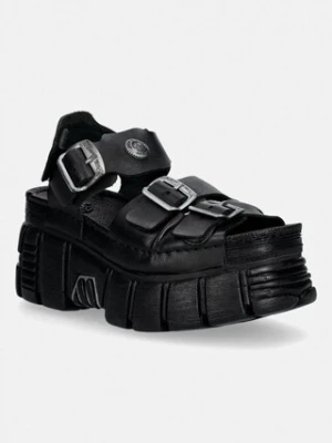 New Rock sandały skórzane TANK LEATHER BLACK, TOWER NEGRO + LATER