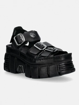 New Rock sandały skórzane TANK LEATHER BLACK, TOWER NEGRO + LATER