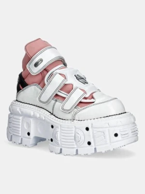 New Rock sneakersy skórzane CHAROL ARRUGADO BLANCO, NOBUCK ROSA, TANK