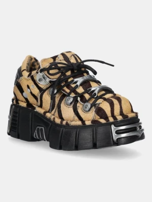 New Rock sneakersy skórzane PELO CEBRA damskie kolor beżowy M-120N-C86