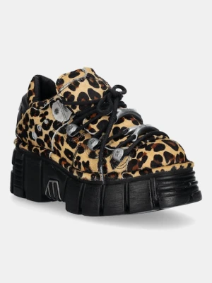 New Rock sneakersy zamszowe Pelo Leopardo Cuero M Tower Negro Lateral damskie kolor brązowy M-120N-C54