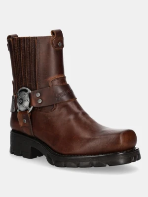 New Rock sztyblety skórzane Alaska Cuero, Motorcycle Marron damskie kolor brązowy na platformie M-7605-S20