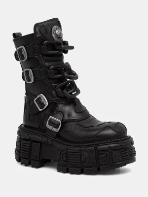 New Rock workery damskie skórzane CRUST NEGRO, TANK NEGRO SIN HERRAJES czarny