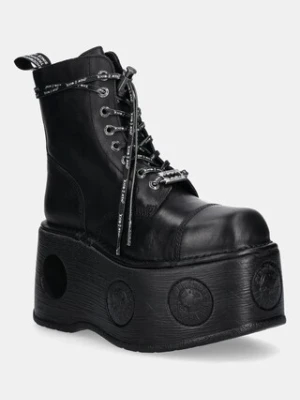 New Rock workery skórzane CRUST NEGRO, NEPTUNO / SPACE MUELLE TACON damskie kolor czarny na platformie M-MILI083CCT-C18